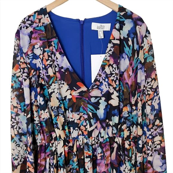 NWT Badgley Mischka Long Sleeve Alison Mini Dress in Floral Print Size 4 - Picture 5 of 8